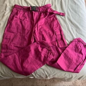 Fuchsia cargo pants, size 8